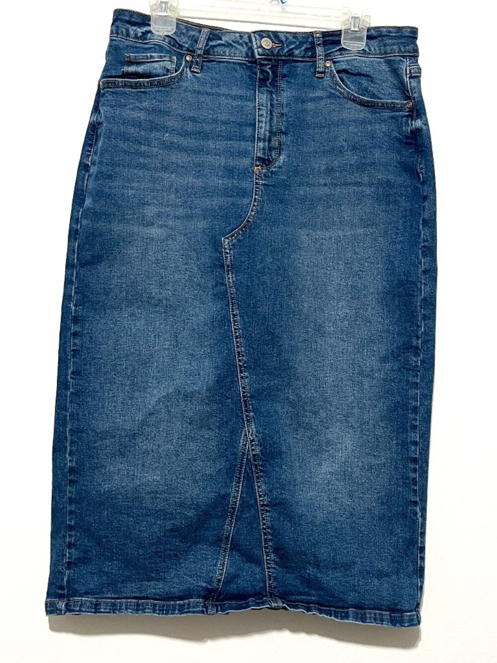 Sonoma Womens Denim Maxi Skirt 14 Western Modest Country Cowgirl Ranch Back Slit